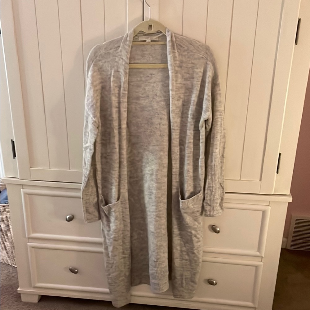 LOFT Gray Knit Cardigan Sweater